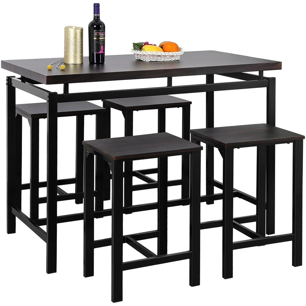 5pcs/Set Dining Table Set 4 Chairs Metal Kitchen