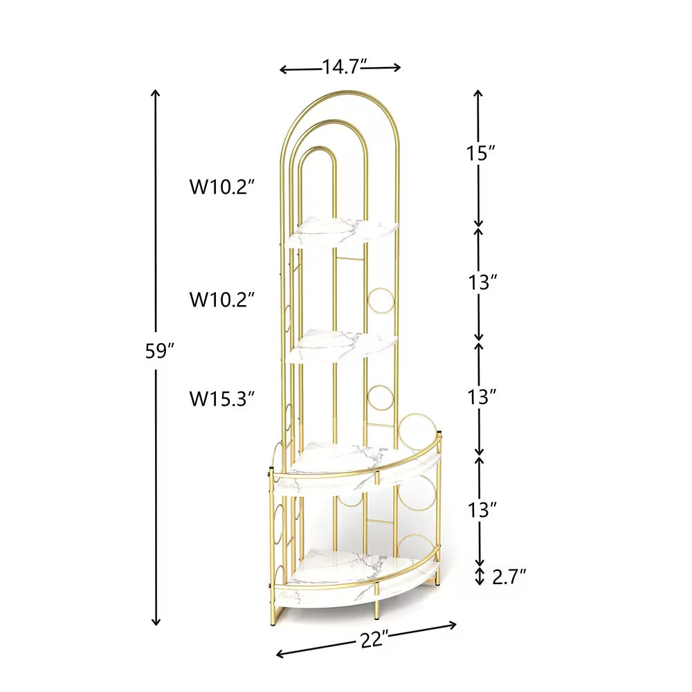 Corner Storage Shelves, 4-tier Corner With Metal Frames