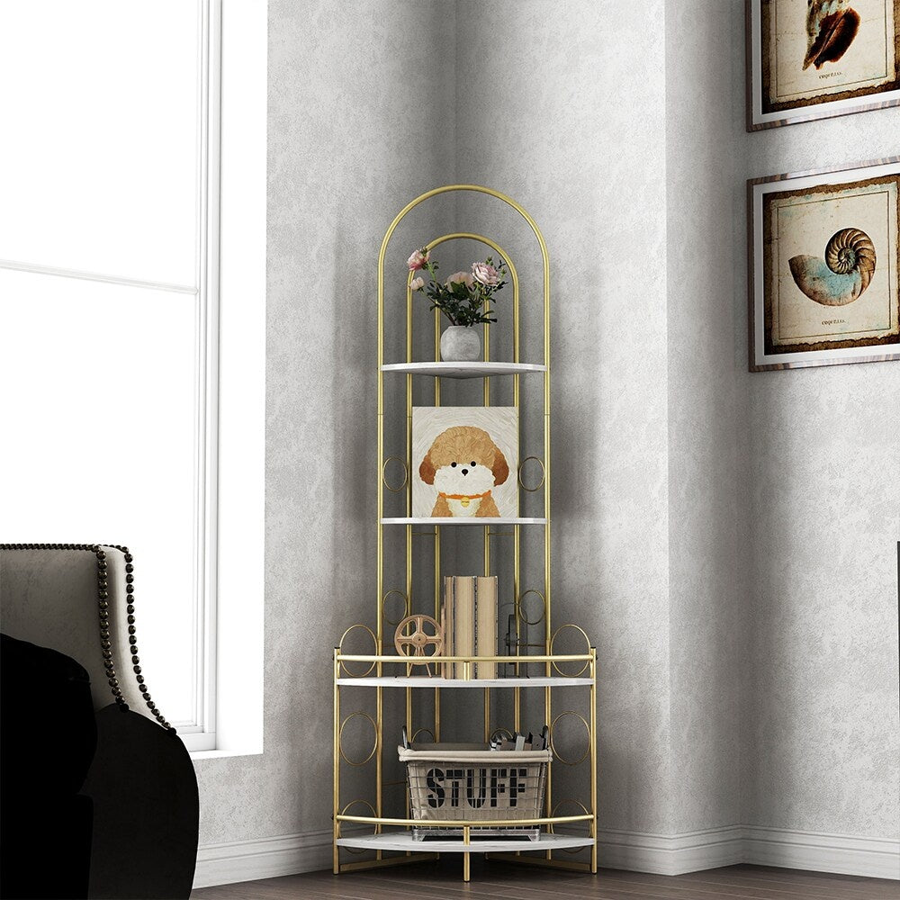 Corner Storage Shelves, 4-tier Corner With Metal Frames