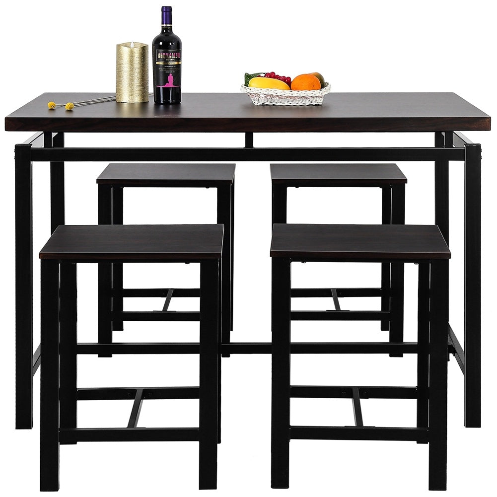 5pcs/Set Dining Table Set 4 Chairs Metal Kitchen