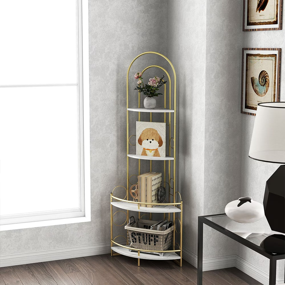 Corner Storage Shelves, 4-tier Corner With Metal Frames
