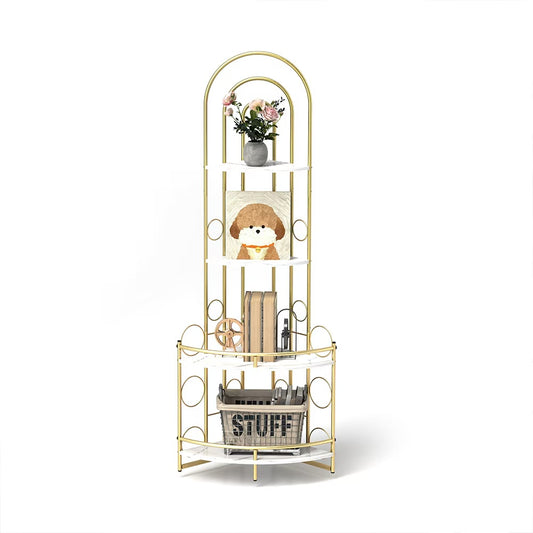 Corner Storage Shelves, 4-tier Corner With Metal Frames