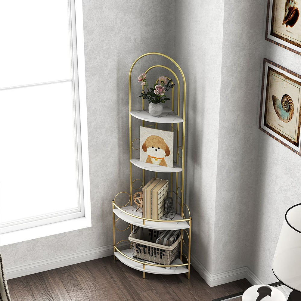 Corner Storage Shelves, 4-tier Corner With Metal Frames