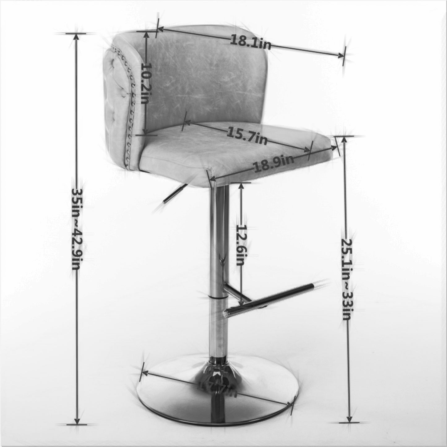 Swivel Bar Adjustable Height, Modern PU Upholstered Stools