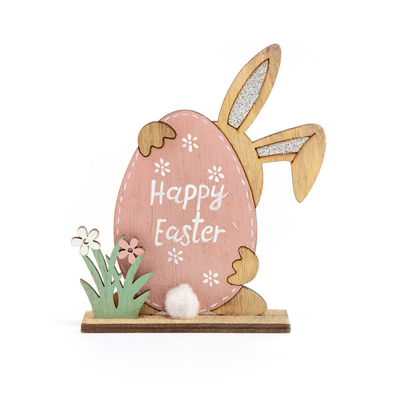 Easter Bunny Carved Wooden Ornament